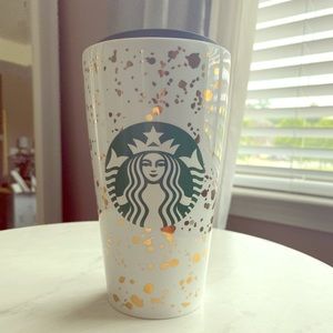 Winter 2019 Starbucks Speckled Foil Gold Glass Mug